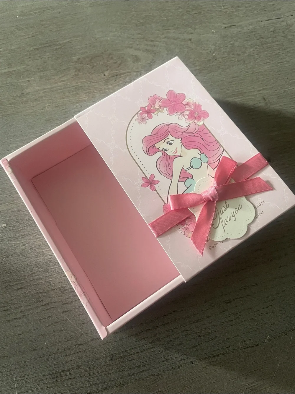 NWOT Disney Ariel Pink Floral Gift Box with Ribbon